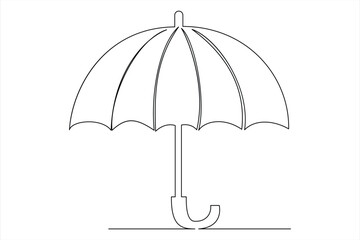 Continuous single line drawing of umbrella abstract umbrella line art illustration