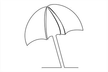 Continuous single line drawing of umbrella abstract umbrella line art illustration