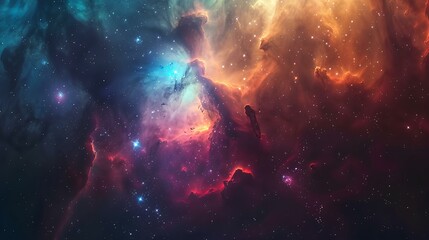 Naklejka premium The image is an abstract painting of a nebula. It has a blue, purple, and pink color scheme and a smoky, textured appearance.