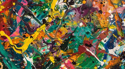 Vibrant abstract painting with explosive colors and dynamic motion, ideal for modern art lovers