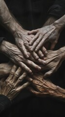 A group of elderly people holding hands together to show unity and support.