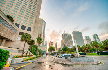 Downtown Miami skyscrapers from Chopin Plaza, Florida