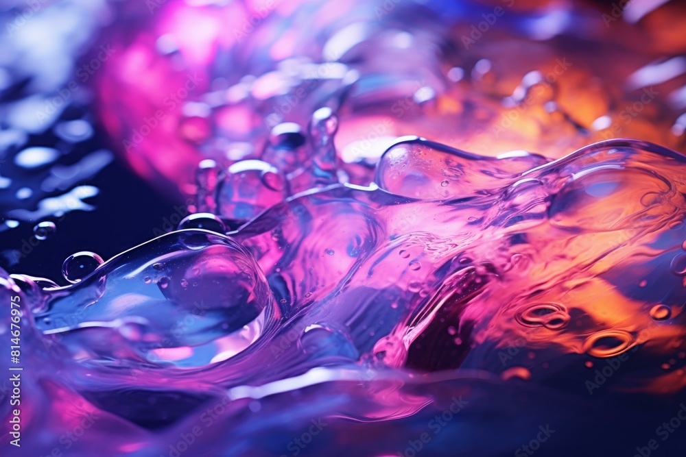 Poster a close-up shot of colorful intermingling liquids creating a dynamic abstract pattern