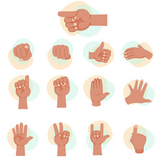 Set of hands in different gestures
