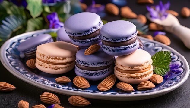 elegantly arranged color macarons on a plate almond flavored perfect color dessert