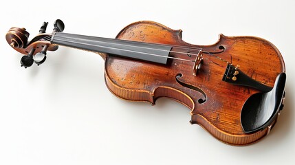 Obraz premium A picture of a violin by itself on a white background.