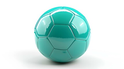 Fototapeta premium Isolated turquoise Soccer Ball on a white Background with Copy Space