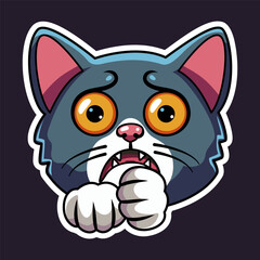 A Surprised Emoticon Cat Sticker Illustration