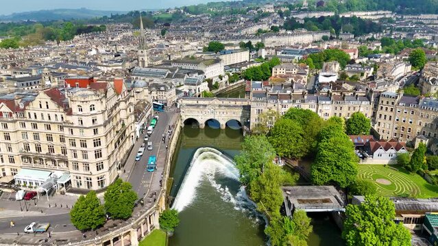 Approaching Pulteney Bridge in Bath, over the River Avon