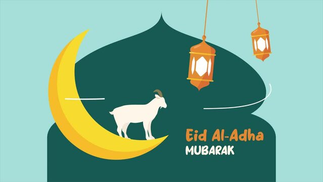 Animated video Happy Eid Adha concept. Full length animation illustration. High quality 4k footage.