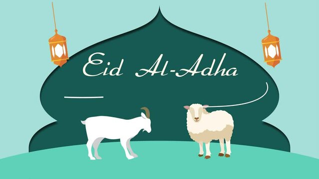 Animated video Happy Eid Adha concept. Full length animation illustration. High quality 4k footage.
