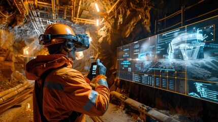 Futuristic Gold Mine with Integrated Augmented Reality Visualization Systems