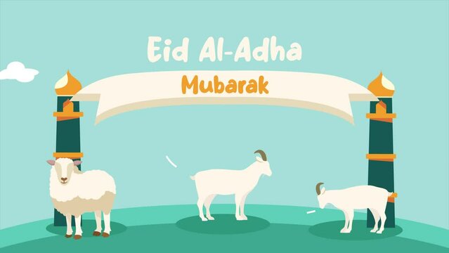 Animated video Happy Eid Adha concept. Full length animation illustration. High quality 4k footage.