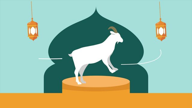 Animated video Happy Eid Adha concept. Full length animation illustration. High quality 4k footage.