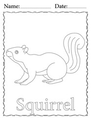 Squirrel Coloring Page. Printable Coloring Worksheet for Kids. Educational Resources for School and Preschool.