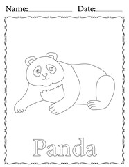 Panda Coloring Page. Printable Coloring Worksheet for Kids. Educational Resources for School and Preschool.