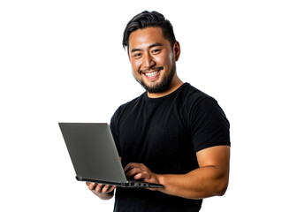 Smiling Man with Laptop