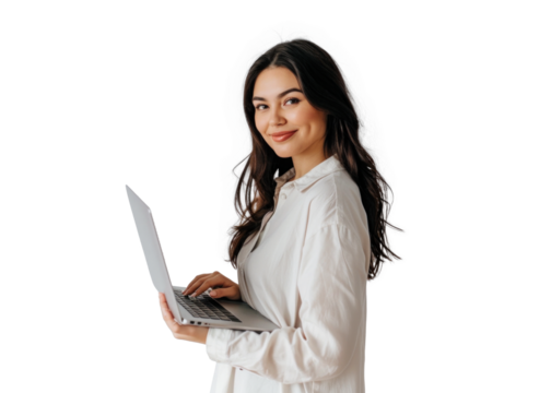 Central American Woman Using Laptop