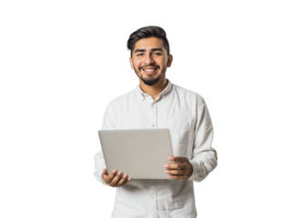 Smiling Man with Laptop
