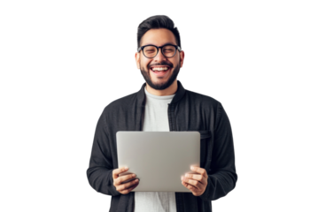 Central American Man with Laptop