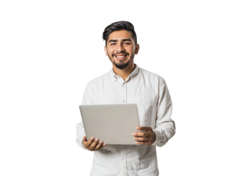 Smiling Man with Laptop