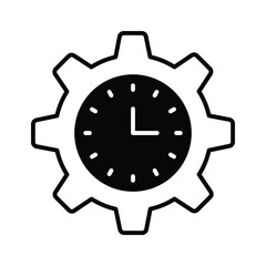 Clock inside gear showing concept vector of time management, high quality graphics