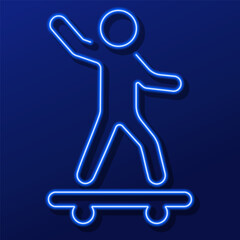 skateboard neon sign, modern glowing banner design, colorful modern design trend. Vector illustration.