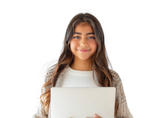 Young Girl with Laptop Smiling