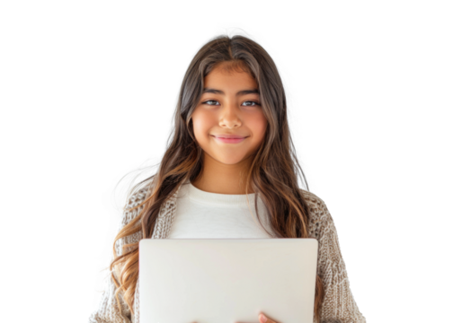 Young Girl with Laptop Smiling