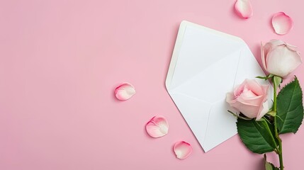 Envelope of Love: Pink Roses Blossoming