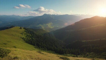 beautiful summer mountain landscape at sunshine