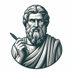 Obraz premium Homer, greek poet, author of the Odyssey and the Iliad, epic poems Isolated on white background