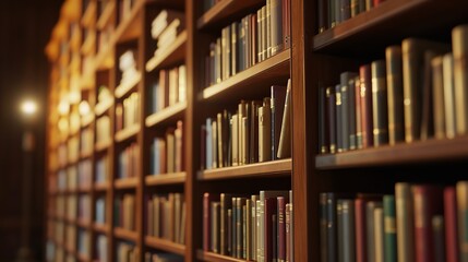 A Library Bookshelf Filled with Books and Reference Materials

