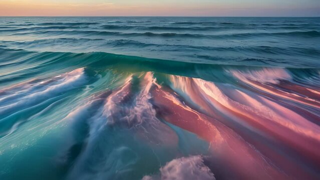 The breaking of the waves on the shore. AI.