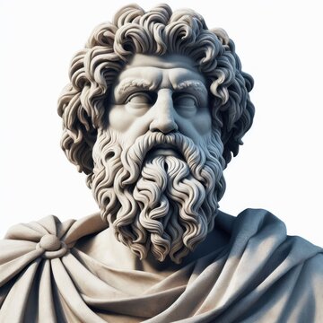 Statue Pythagoras of Samos, mathematician and Greek philosopher Isolated on white background