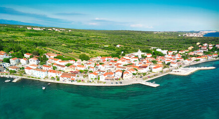 Aerial panoramic view of Petrcane Village near Zadar, Croatia