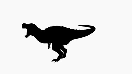 Black Silhouette of Tyrannosaurus Rex on White Background