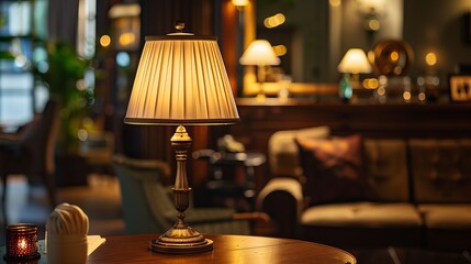 An elegant and antique-looking lamp casts a warm and inviting glow, adding a touch of sophistication to any room.