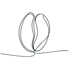 Continuous line art, coffee bean, silhouette concept design one sketch outline drawing vector illustration