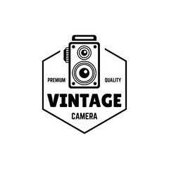 Vintage Camera Photography Vector Label, Logo Template with Retro Typography.