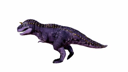 Vivid 3D Illustration of a Purple Tyrannosaurid Dinosaur on Isolated Background