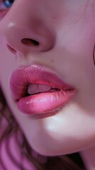 Close-up of Soft Pink Lips, Natural Lip Color Generative AI