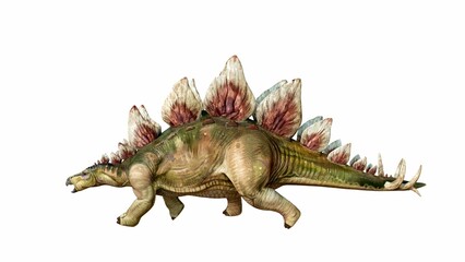Artistic 3D Illustration of a Stegosaurus with Colorful Plates on Isolated Background
