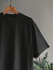 Casual Fashion Mockup on Oversized Black T-Shirt Generative AI