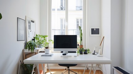 Fototapeta premium minimalist home office with a clutter-free workspace