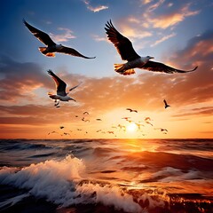 seagulls on the beach