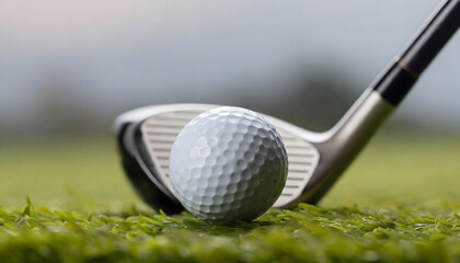 Close-up of Golf Ball and Golf Club. Generative AI