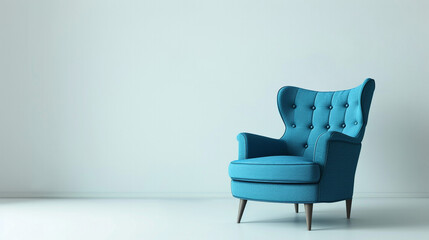 blue armchair in a room