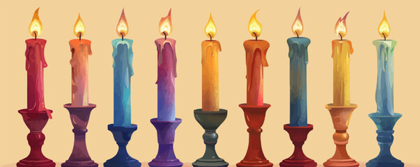 Candlestick with candles menorah candlestick. vector simple illustration
