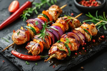 Grilled Chicken Kebabs with Colorful Vegetables